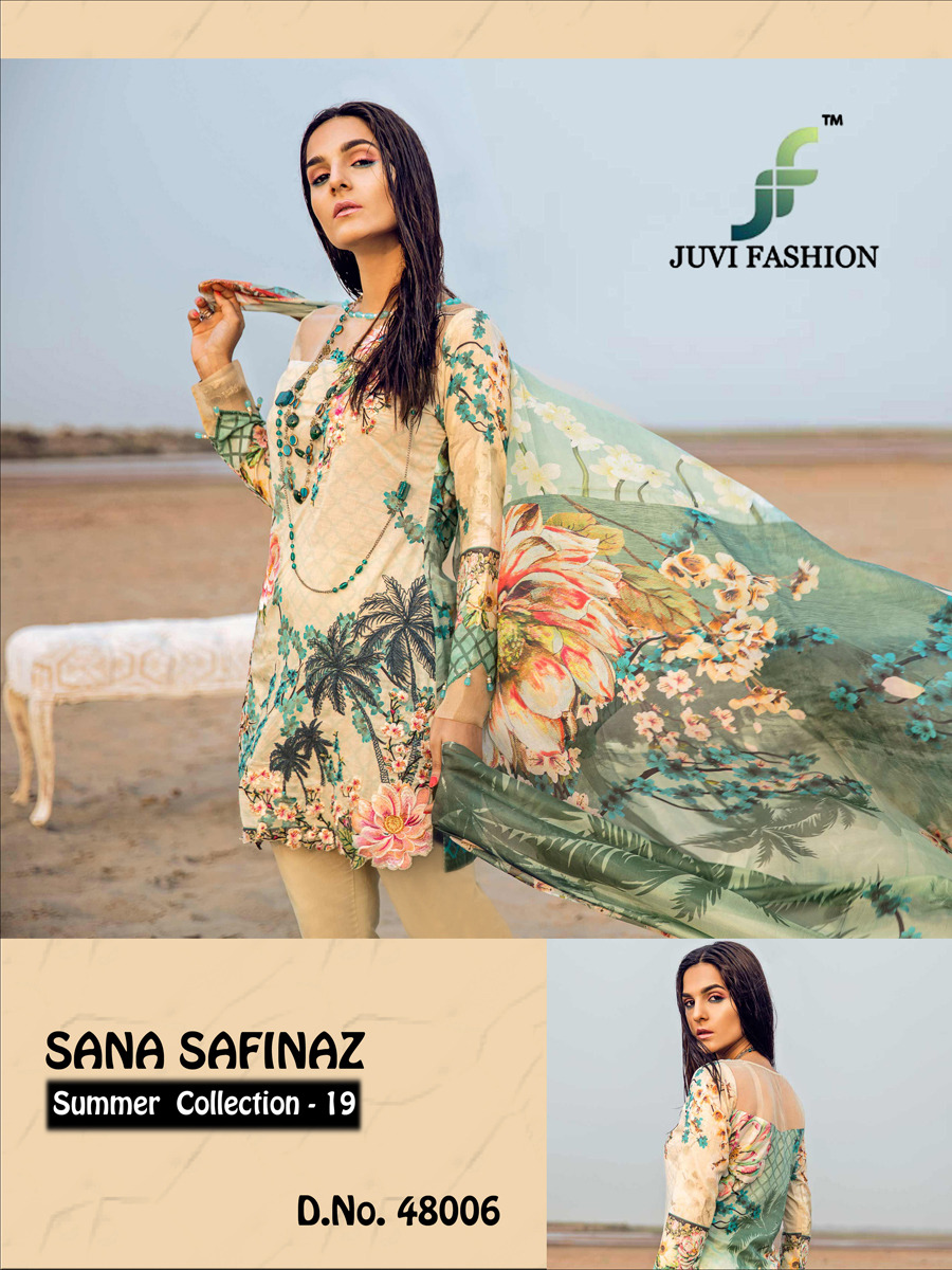 Sana Safinaz Summer Collection-19 By Juvi Fashion 48001 To 48007 Series Designer Pakistani Collection Suits Beautiful Stylish Fancy Colorful Party Wear & Occasional Wear Cotton Digital Print With Embroidery Dresses At Wholesale Price