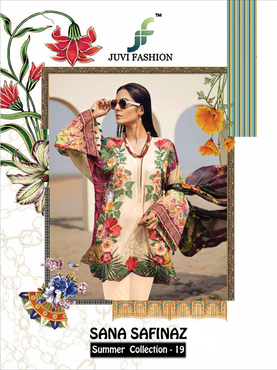 Sana Safinaz Summer Collection-19 By Juvi Fashion 48001 To 48007 Series Designer Pakistani Collection Suits Beautiful Stylish Fancy Colorful Party Wear & Occasional Wear Cotton Digital Print With Embroidery Dresses At Wholesale Price
