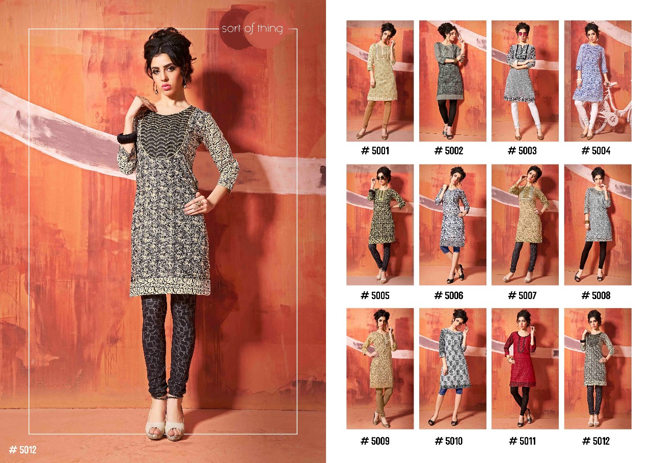 Sandy Vol-5 By Sweety Fashion 5001 To 5012 Series Stylish Fancy Colorful Beautiful Summer Collection Casual Wear & Ethnic Wear Cotton Printed Kurtis At Wholesale Price