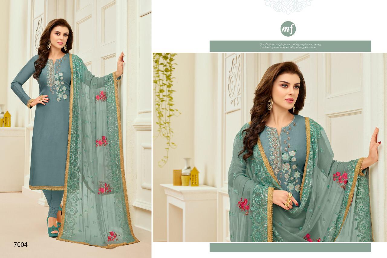 Sangini By Mahaveer Fashion 7002 To 7008 Series Beautiful Suits Colorful Stylish Fancy Casual Wear & Ethnic Wear Pure Upada Silk Embroidered Dresses At Wholesale Price