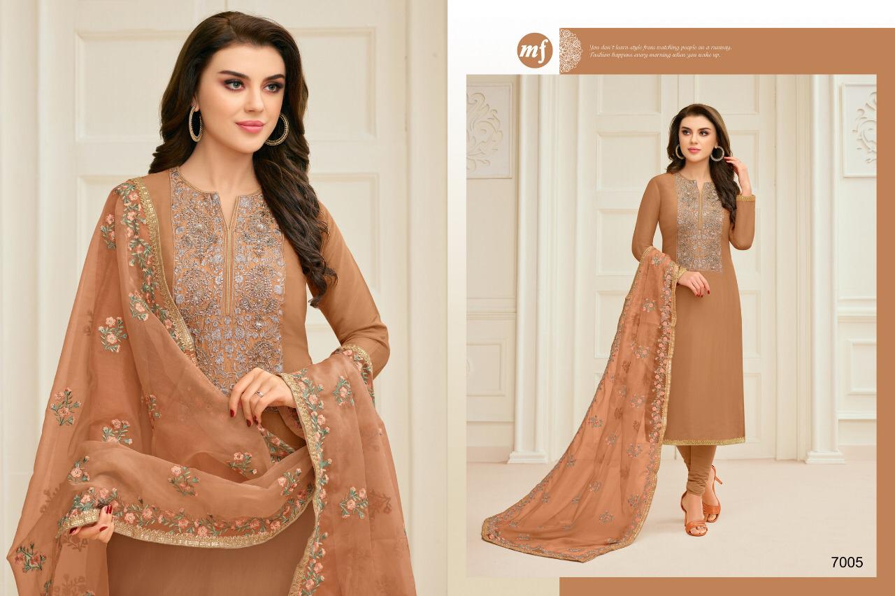 Sangini By Mahaveer Fashion 7002 To 7008 Series Beautiful Suits Colorful Stylish Fancy Casual Wear & Ethnic Wear Pure Upada Silk Embroidered Dresses At Wholesale Price