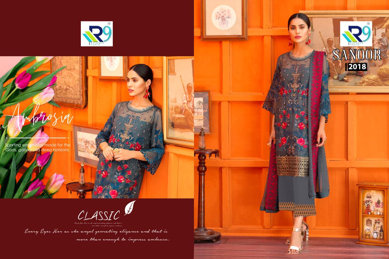 Sanoor By R9 2017 To 2022 Series Beautiful Pakistani Suits Stylish Fancy Colorful Party Wear & Ethnic Wear Georgette With Heavy Embroidered Dresses At Wholesale Price