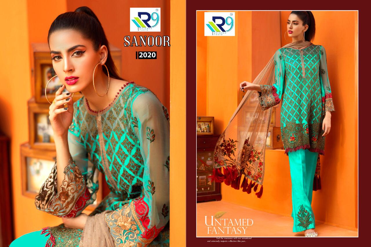 Sanoor By R9 2017 To 2022 Series Beautiful Pakistani Suits Stylish Fancy Colorful Party Wear & Ethnic Wear Georgette With Heavy Embroidered Dresses At Wholesale Price