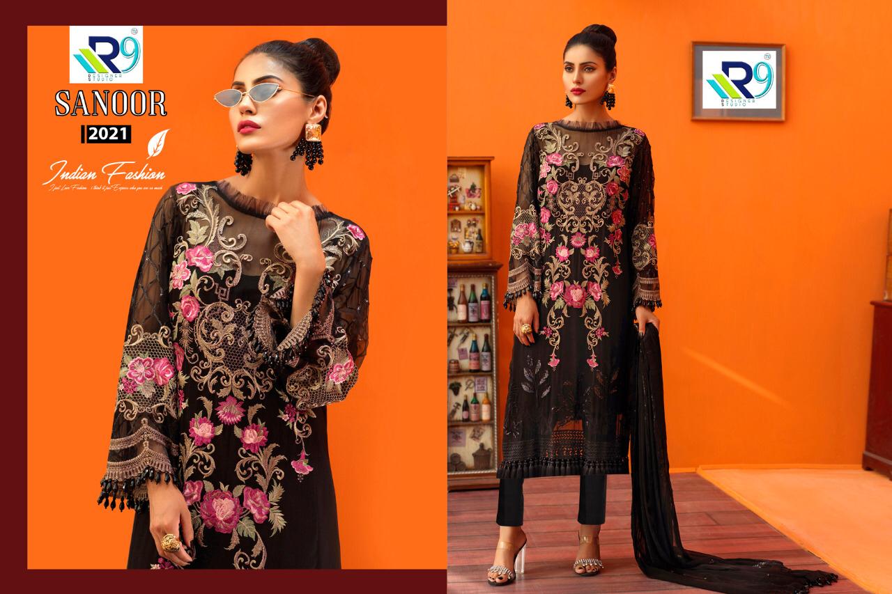 Sanoor By R9 2017 To 2022 Series Beautiful Pakistani Suits Stylish Fancy Colorful Party Wear & Ethnic Wear Georgette With Heavy Embroidered Dresses At Wholesale Price