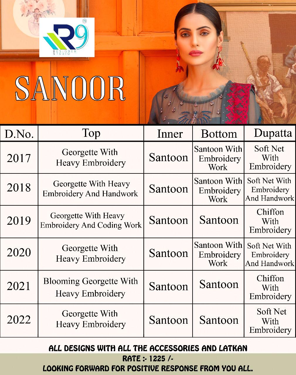 Sanoor By R9 2017 To 2022 Series Beautiful Pakistani Suits Stylish Fancy Colorful Party Wear & Ethnic Wear Georgette With Heavy Embroidered Dresses At Wholesale Price