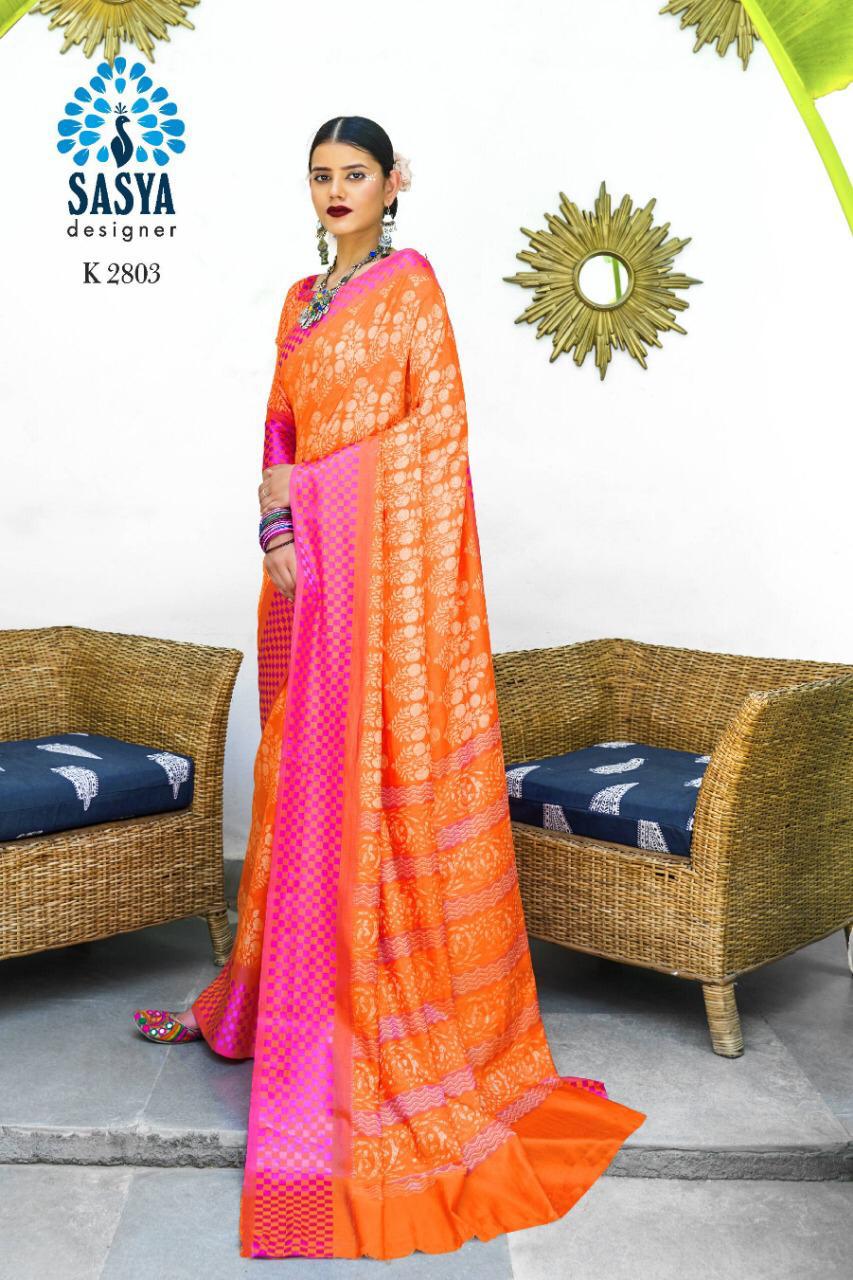 Sanwari Silk By Sasya Designer 2801 To 2816 Series Indian Traditional Wear Collection Beautiful Stylish Fancy Colorful Party Wear & Occasional Wear Exclusive Two Tone Printed Sarees At Wholesale Price