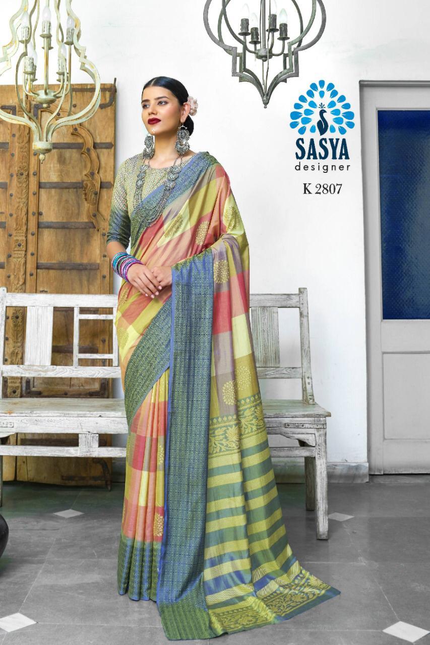 Sanwari Silk By Sasya Designer 2801 To 2816 Series Indian Traditional Wear Collection Beautiful Stylish Fancy Colorful Party Wear & Occasional Wear Exclusive Two Tone Printed Sarees At Wholesale Price