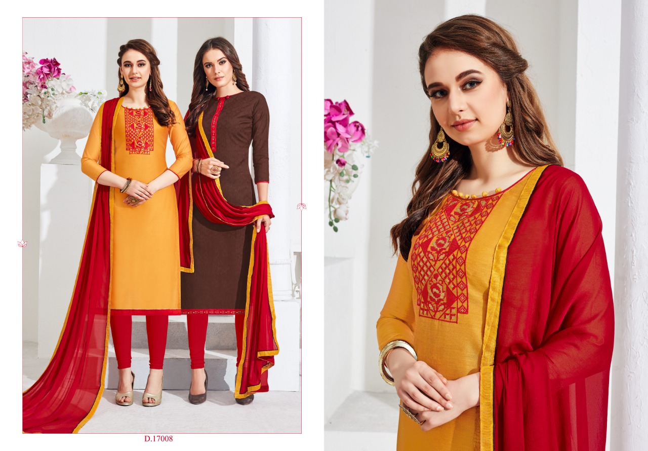 Sanwari Saloni Vol-6 By Assian Art 17001 To 17012 Series Indian Traditional Wear Collection Beautiful Stylish Fancy Colorful Party Wear & Occasional Wear Heavy Chanderi With Embroidery Work Dress At Wholesale Price