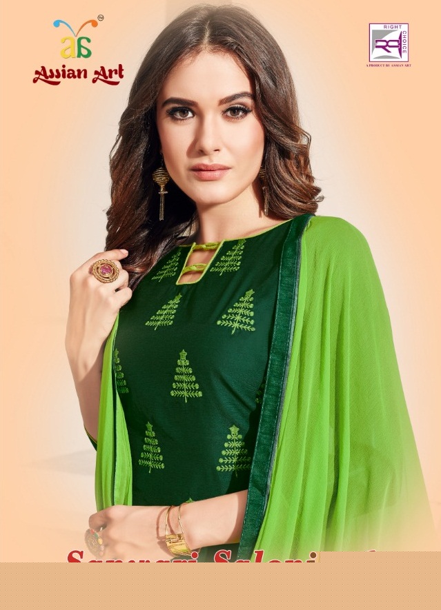 Sanwari Saloni Vol-6  By Assian Art 17001 To 17012 Series Indian Traditional Wear Collection Beautiful Stylish Fancy Colorful Party Wear & Occasional Wear Heavy Chanderi With Embroidery Work Dress At Wholesale Price