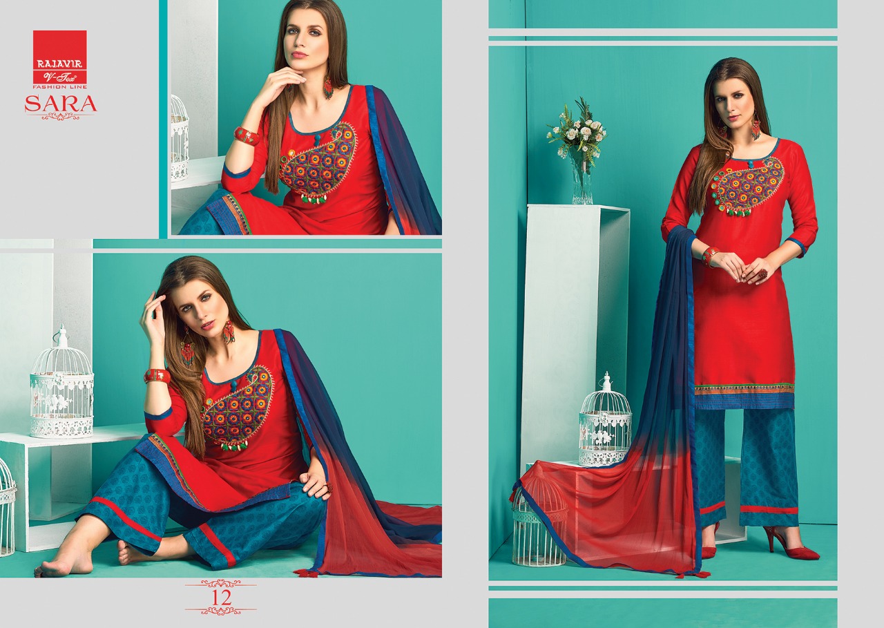 Sara By Rajavir Fashion Line 9 To 17 Series Beautiful Stylish Designer Embroidered Party Wear Pure Satin Cotton Embroidered Dresses At Wholesale Price