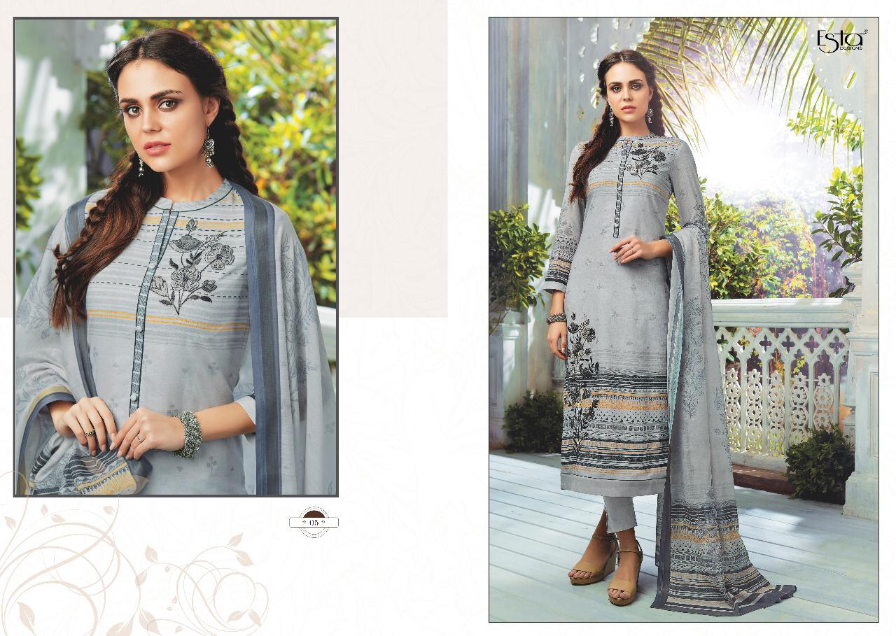 Sarah By Esta Designs 01 To 12 Series Designer Suits Beautiful Stylish Fancy Colorful Party Wear & Occasional Wear Digital Printed Cotton Cambric With Shiffli Embroidery Dresses At Wholesale Price