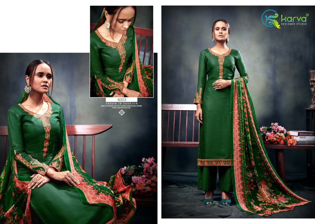 Sarah By Karva Designer Studio 6001 To 6006 Series Designer Festive Suits Collection Beautiful Stylish Fancy Colorful Party Wear & Occasional Wear Pure Viscose Pashmina Embroidered Dresses At Wholesale Price