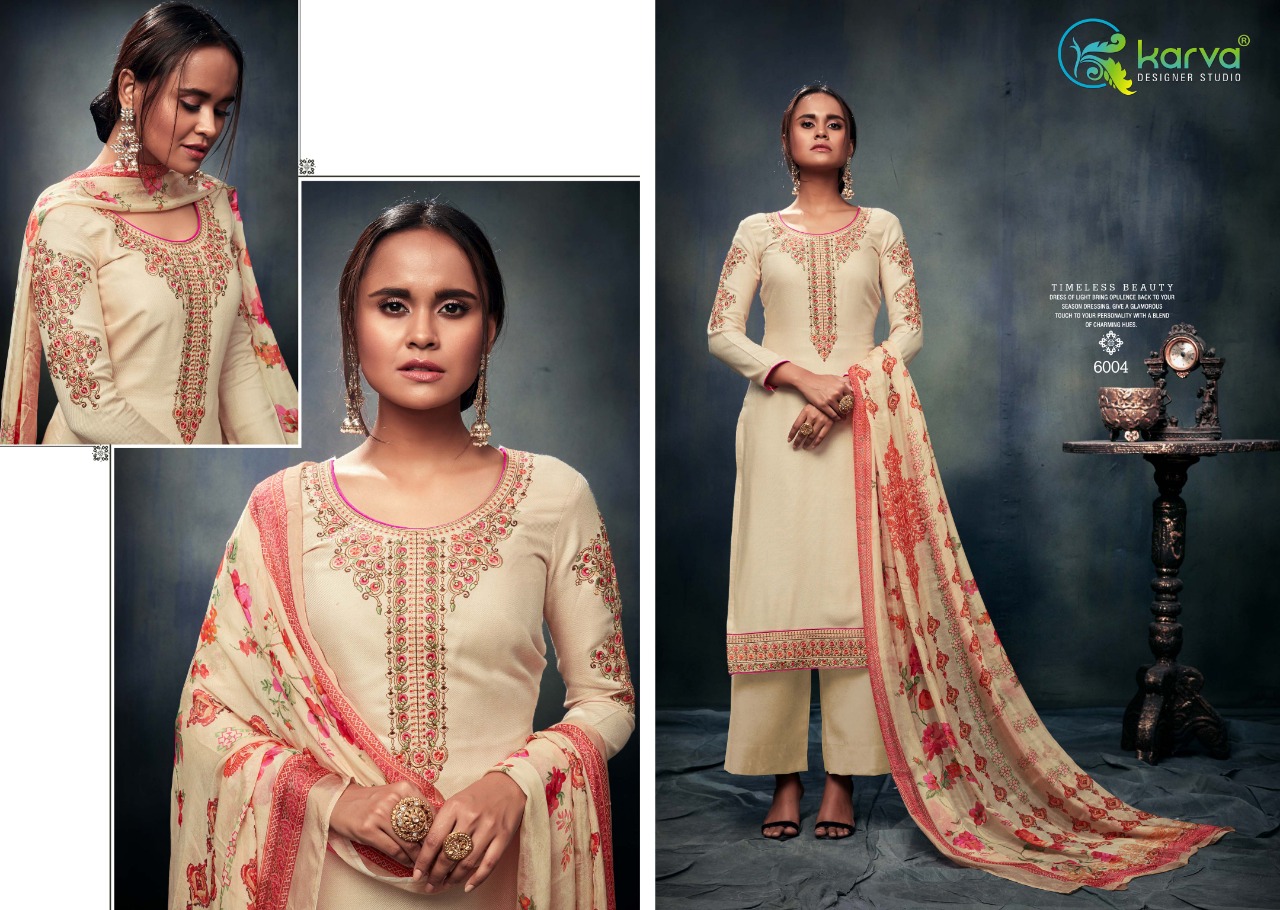 Sarah By Karva Designer Studio 6001 To 6006 Series Designer Festive Suits Collection Beautiful Stylish Fancy Colorful Party Wear & Occasional Wear Pure Viscose Pashmina Embroidered Dresses At Wholesale Price
