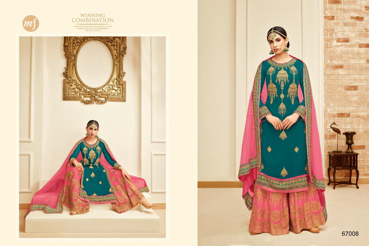 Sarara Vol-9 By Mahaveer Fashion 67005 To 67008 Series Designer Sharara Suits Collection Beautiful Stylish Fancy Colorful Party Wear & Occasional Wear Faux Georgette Embroidered Dresses At Wholesale Price
