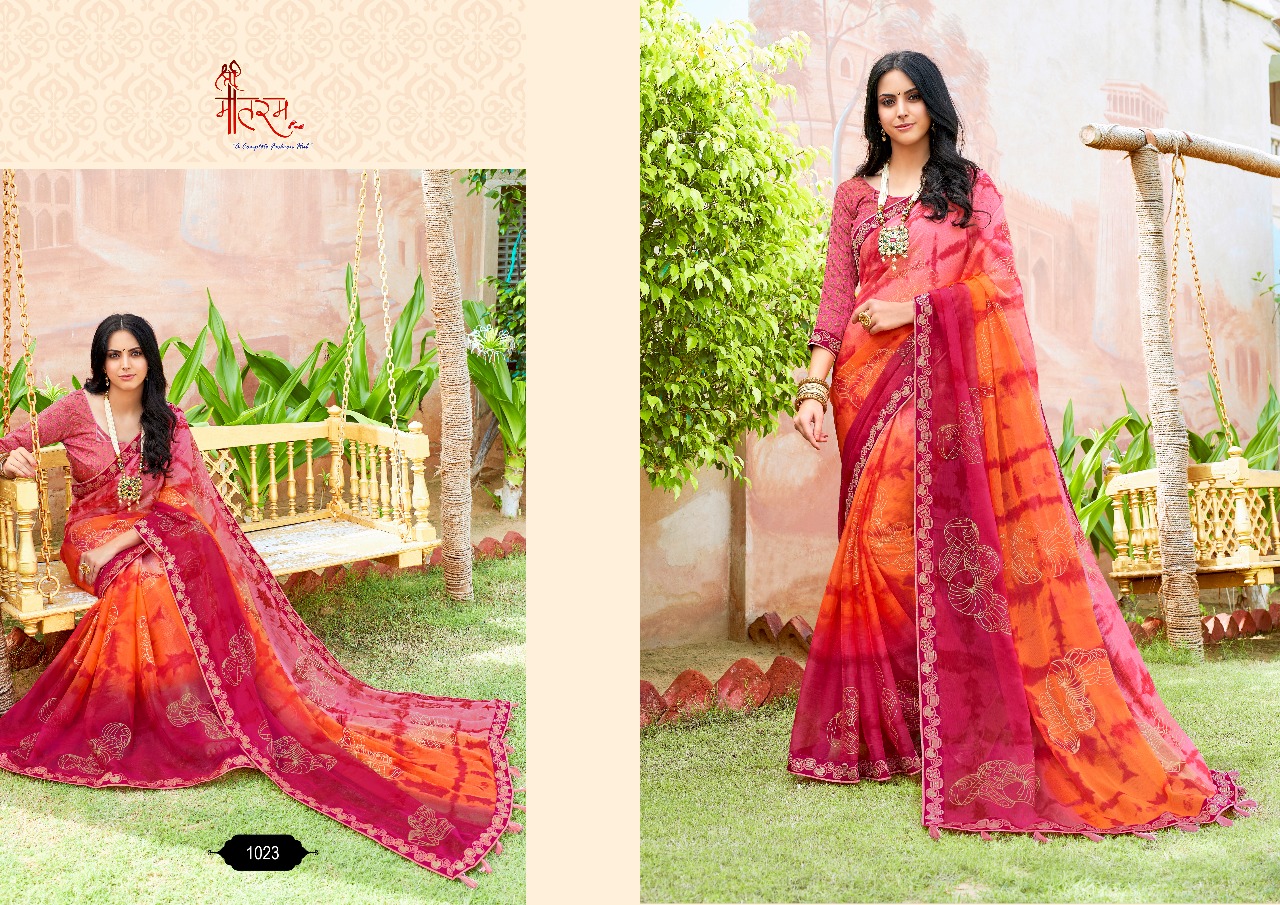 Saundarya Vol-2 By Vande Matram Designer Beautiful Indian Traditional Wear Colorful Fancy Party Wear & Occasional Wear Pure Chiffon Sarees At Wholesale Price