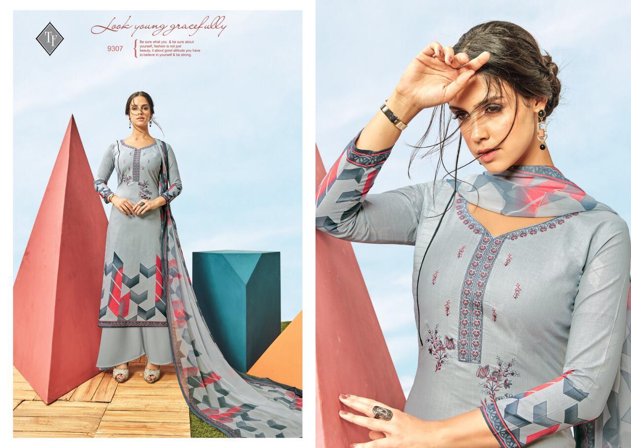 Sayra Vol-1 By Taniksh Fashion 9301 To 9310 Series Beautiful Suits Colorful Stylish Fancy Casual Wear & Ethnic Wear Pure Lawn Cabmric Geometrical Print With Heavy Embroidery Dresses At Wholesale Price