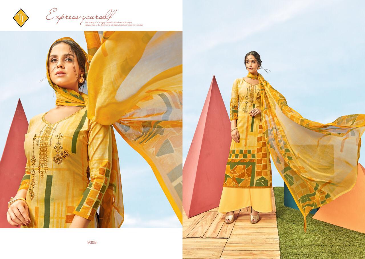 Sayra Vol-1 By Taniksh Fashion 9301 To 9310 Series Beautiful Suits Colorful Stylish Fancy Casual Wear & Ethnic Wear Pure Lawn Cabmric Geometrical Print With Heavy Embroidery Dresses At Wholesale Price