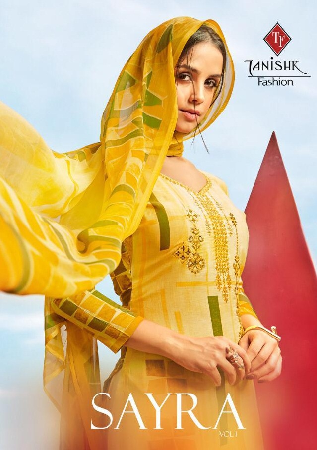 Sayra Vol-1  By Taniksh Fashion 9301 To 9310 Series Beautiful Suits Colorful Stylish Fancy Casual Wear & Ethnic Wear Pure Lawn Cabmric Geometrical  Print With Heavy Embroidery Dresses At Wholesale Price