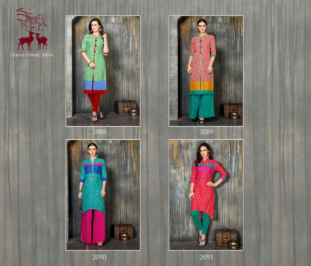 Scarlett By Mrigya 2088 To 2095 Series Beautiful Stylish Fancy Colorful Casual Wear & Ethnic Wear Lawn Cotton Printed Kurtis At Wholesale Price