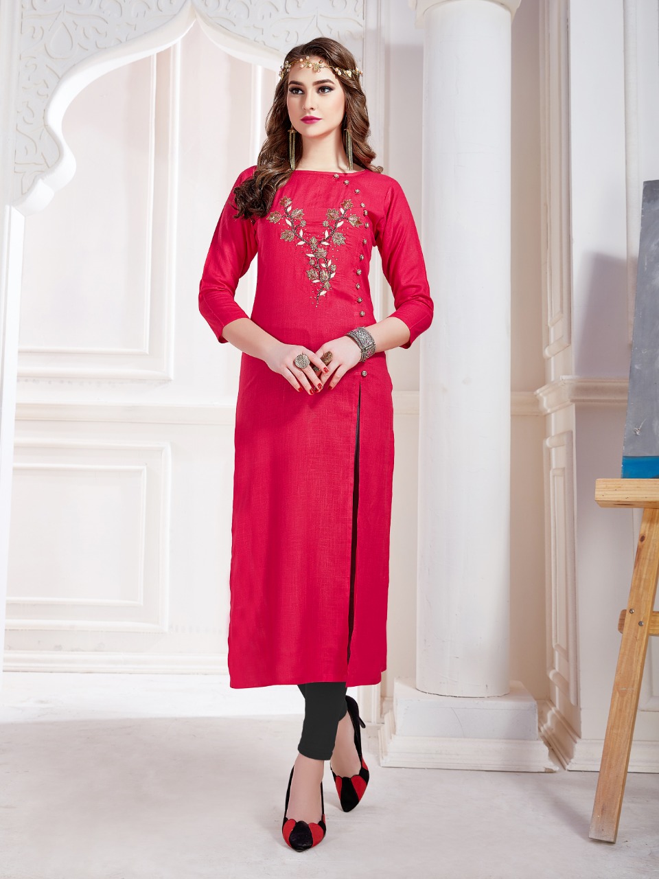 Seasons By Amber 1001 To 1010 Series Beautiful Stylish Colorful Fancy Ethnic Wear & Casual Wear Rayon With Khatli Work Kurtis At Wholesale Price