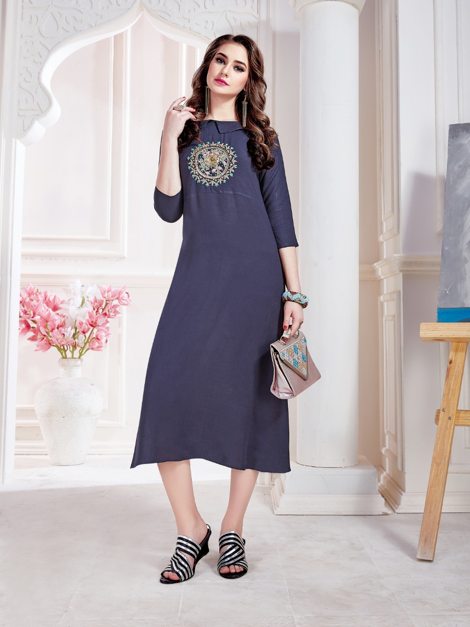 Seasons By Amber 1001 To 1010 Series Beautiful Stylish Colorful Fancy Ethnic Wear & Casual Wear Rayon With Khatli Work Kurtis At Wholesale Price