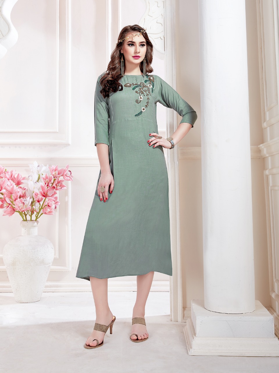 Seasons By Amber 1001 To 1010 Series Beautiful Stylish Colorful Fancy Ethnic Wear & Casual Wear Rayon With Khatli Work Kurtis At Wholesale Price
