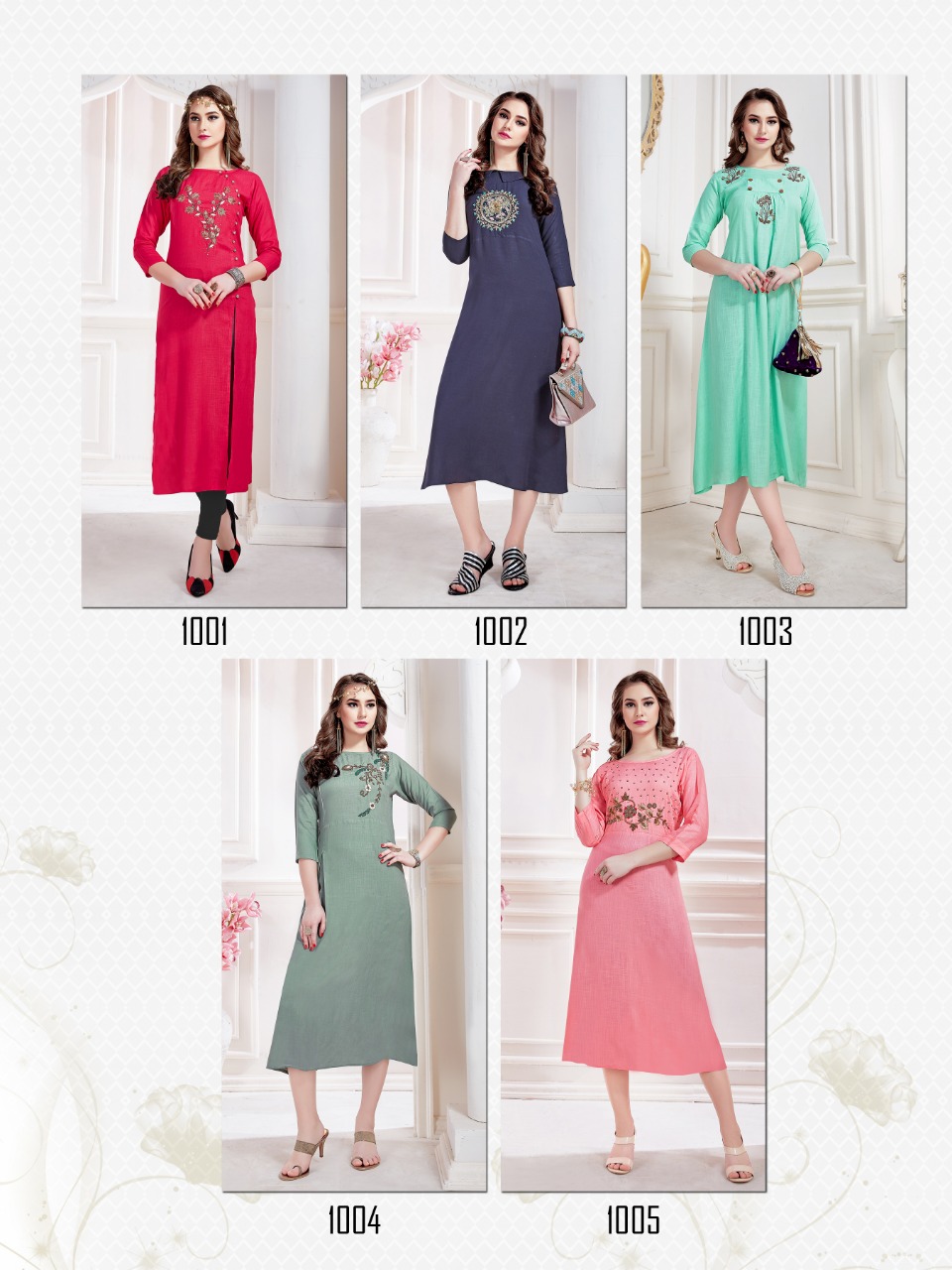 Seasons By Amber 1001 To 1010 Series Beautiful Stylish Colorful Fancy Ethnic Wear & Casual Wear Rayon With Khatli Work Kurtis At Wholesale Price