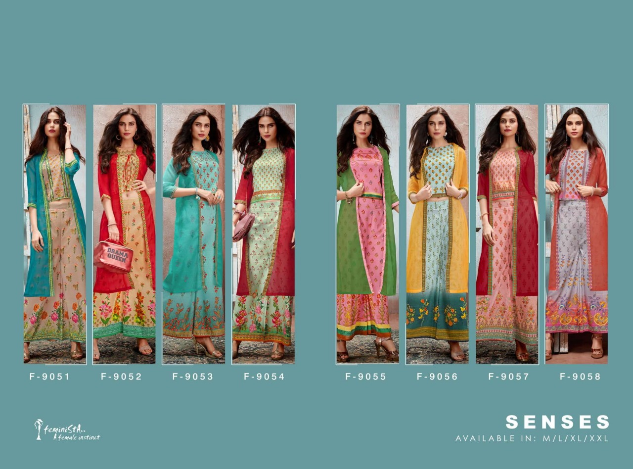 Senses By Feminista 9051 To 9058 Series Beautiful Colorful Stylish Fancy Casual Wear & Ethnic Wear & Ready To Wear Muslin Printed Kurtis At Wholesale Price
