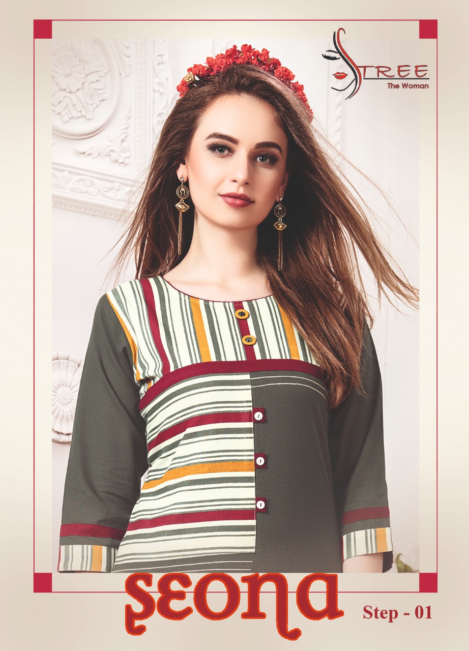 Seona Vol-1 By Stree 1001 To 1006 Series Beautiful Stylish Colorful Fancy Party Wear & Ethnic Wear & Ready To Wear Heavy Cotton Flex Printed Kurtis At Wholesale Price