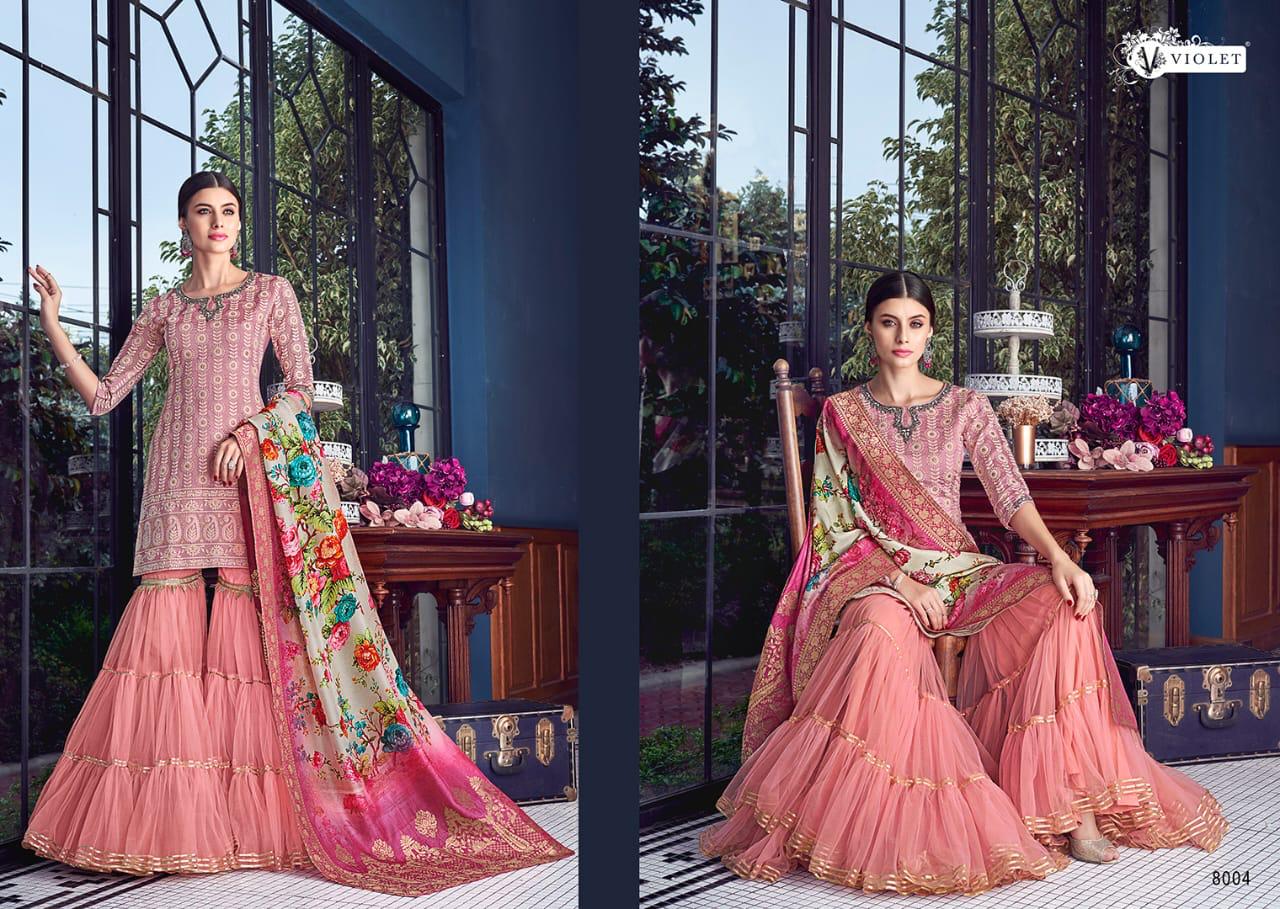 Sezane By Violet 8001 To 8009 Series Designer Suits Collection Beautiful Stylish Fancy Colorful Party Wear & Occasional Wear Silk With Lakhnavi Embroidered Dresses At Wholesale Price