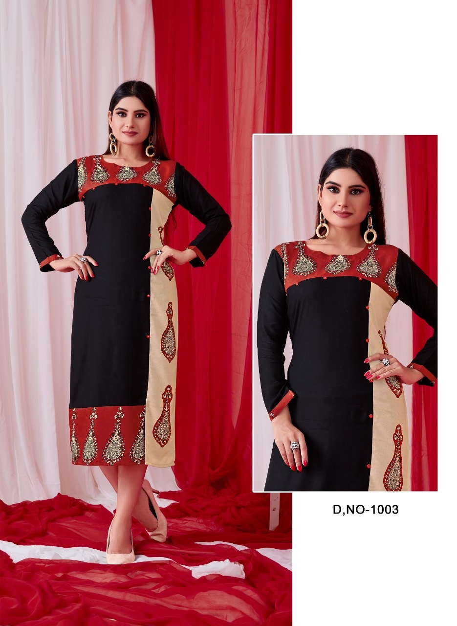 Shachi By Kalakari 1001 To 1006 Series Beautiful Stylish Fancy Colorful Casual Wear & Ethnic Wear & Ready To Wear Rayon Kurtis At Wholesale Price