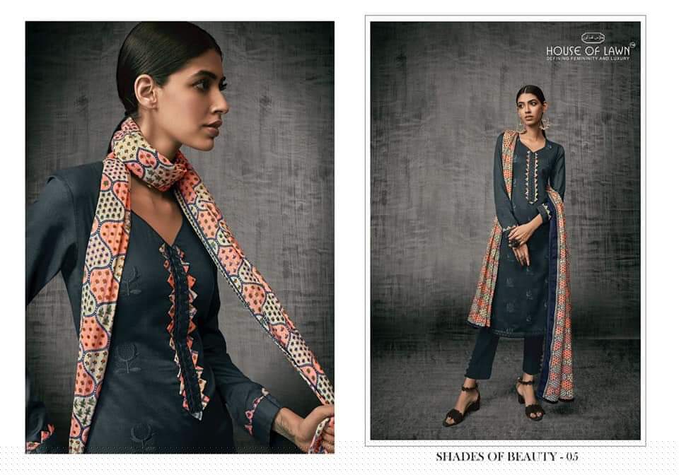 Shades Of Beauty By House Of Lawn 01 To 07 Series Designer Collection Beautiful Stylish Fancy Colorful Party Wear & Occasional Wear Pure Jam Satin With Self Embroidery Dresses At Wholesale Price