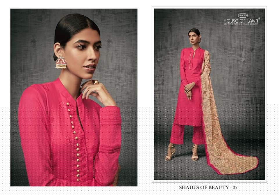 Shades Of Beauty By House Of Lawn 01 To 07 Series Designer Collection Beautiful Stylish Fancy Colorful Party Wear & Occasional Wear Pure Jam Satin With Self Embroidery Dresses At Wholesale Price
