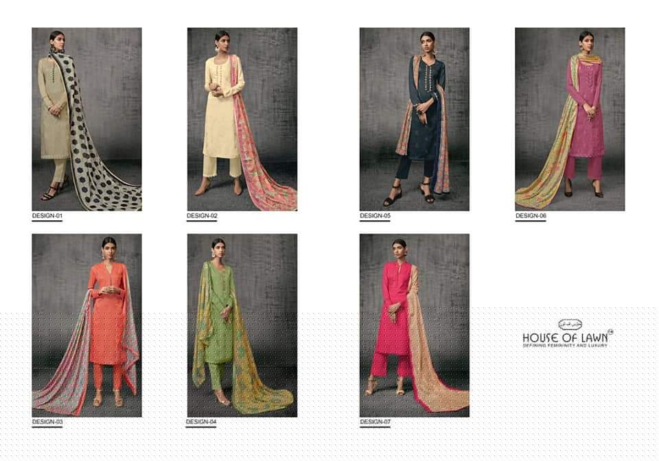 Shades Of Beauty By House Of Lawn 01 To 07 Series Designer Collection Beautiful Stylish Fancy Colorful Party Wear & Occasional Wear Pure Jam Satin With Self Embroidery Dresses At Wholesale Price