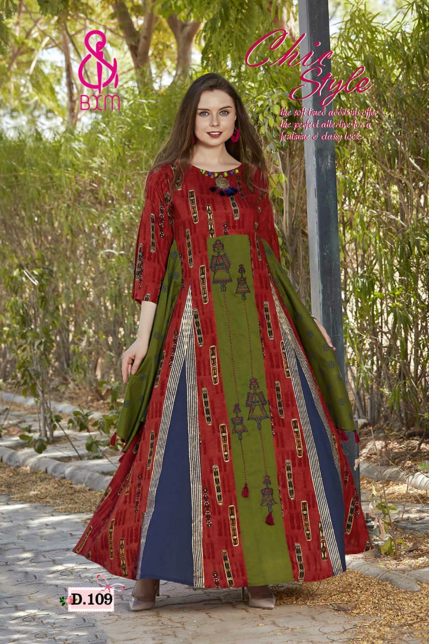 Shagun Vol-1 By Bxm 101 To 109 Series Stylish Fancy Beautiful Colorful Casual Wear & Ethnic Wear Heavy Rayon Printed Kurtis At Wholesale Price