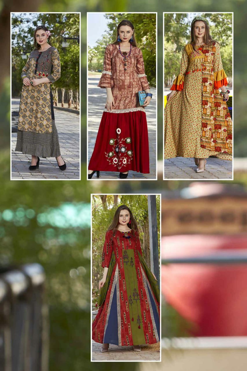 Shagun Vol-1 By Bxm 101 To 109 Series Stylish Fancy Beautiful Colorful Casual Wear & Ethnic Wear Heavy Rayon Printed Kurtis At Wholesale Price