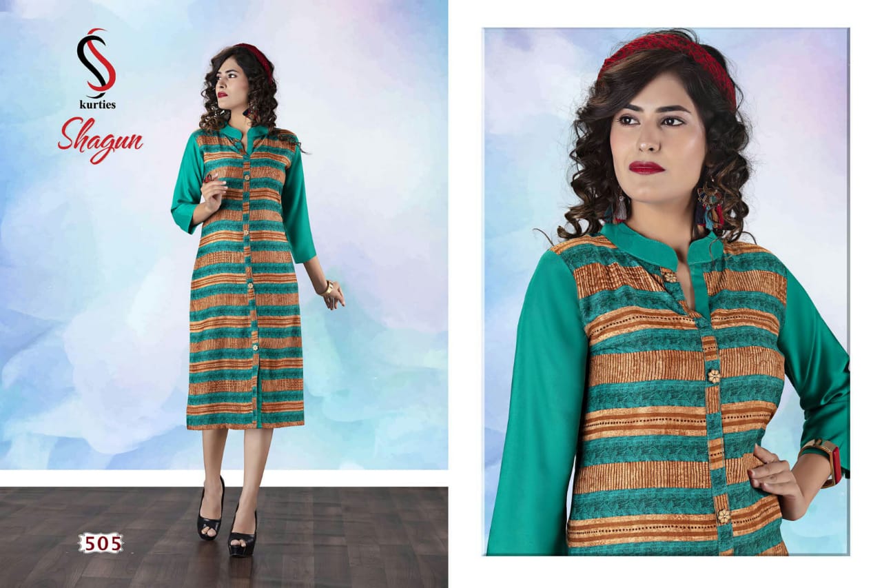 Shagun By S S Kurtis 501 To 512 Series Stylish Fancy Beautiful Colorful Casual Wear & Ethnic Wear Rayon Printed Kurtis At Wholesale Price