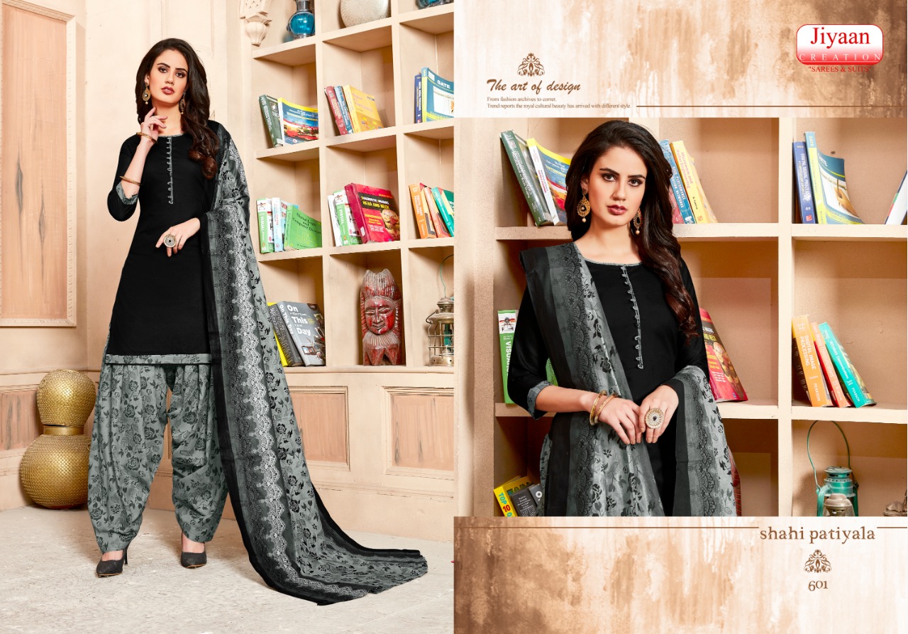 Shahi Patiyala By Jiyaan Creation 601 To 610 Series Beautiful Suits Stylish Fancy Colorful Casual Wear & Ethnic Wear Pure Cotton Printed Dresses At Wholesale Price