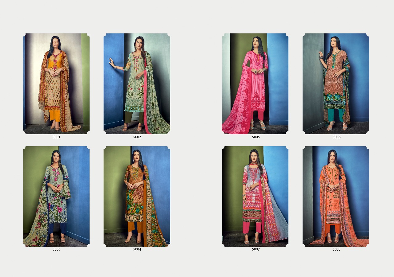 Shahnaz By Shri Vijay 5001 To 5008 Series Beautiful Pakistani Suits Stylish Fancy Colorful Casual Wear & Ethnic Wear Collection Cambric Cotton Dresses At Wholesale Price