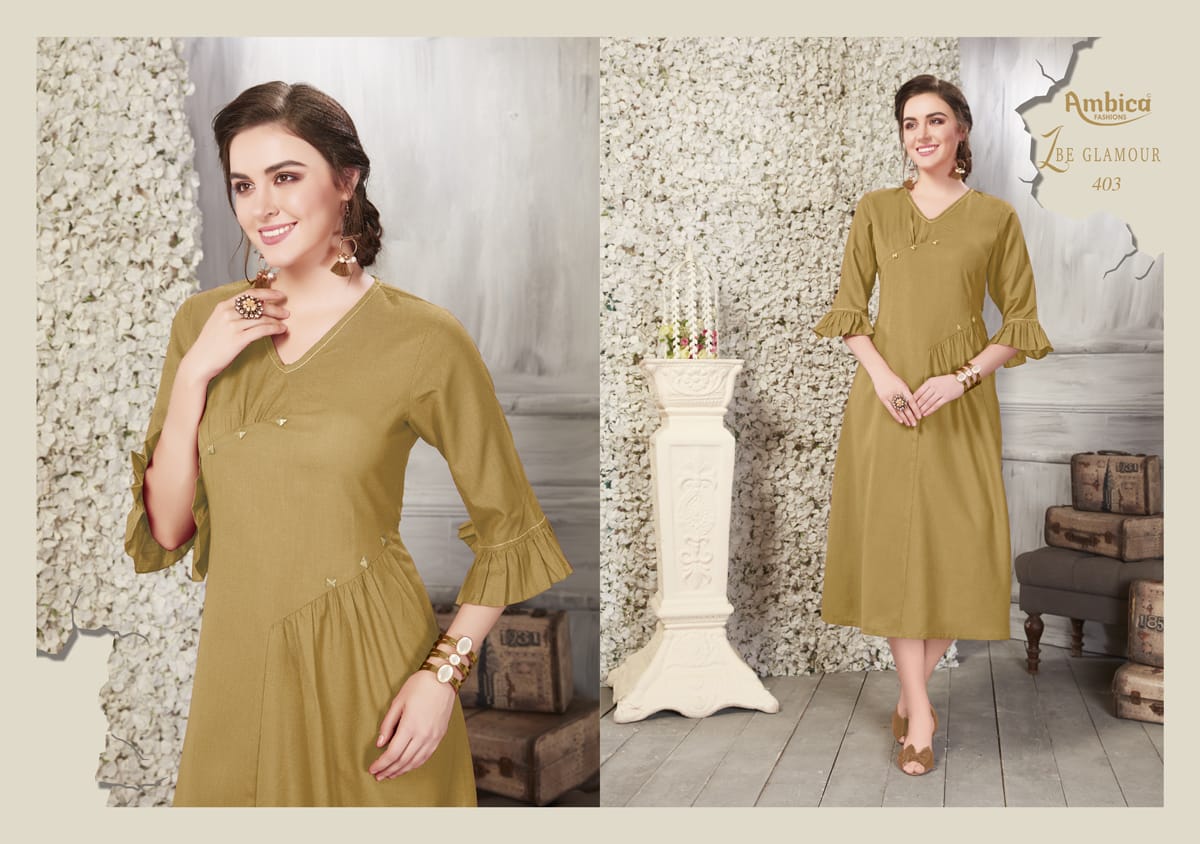 Shaina By Ambica Fashion 401 To 410 Series Beautiful Colorful Stylish Fancy Casual Wear & Ethnic Wear & Ready To Wear Cross Cotton Slub Kurtis At Wholesale Price