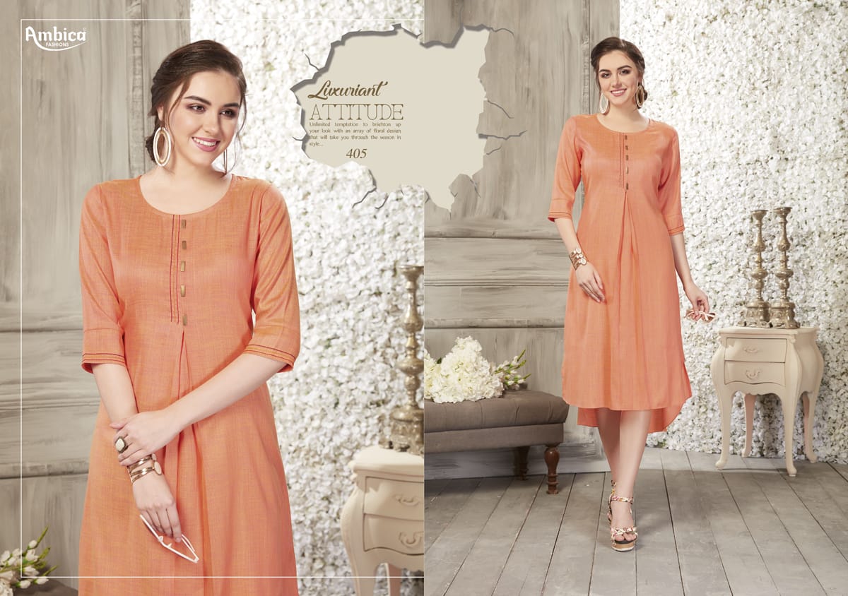Shaina By Ambica Fashion 401 To 410 Series Beautiful Colorful Stylish Fancy Casual Wear & Ethnic Wear & Ready To Wear Cross Cotton Slub Kurtis At Wholesale Price