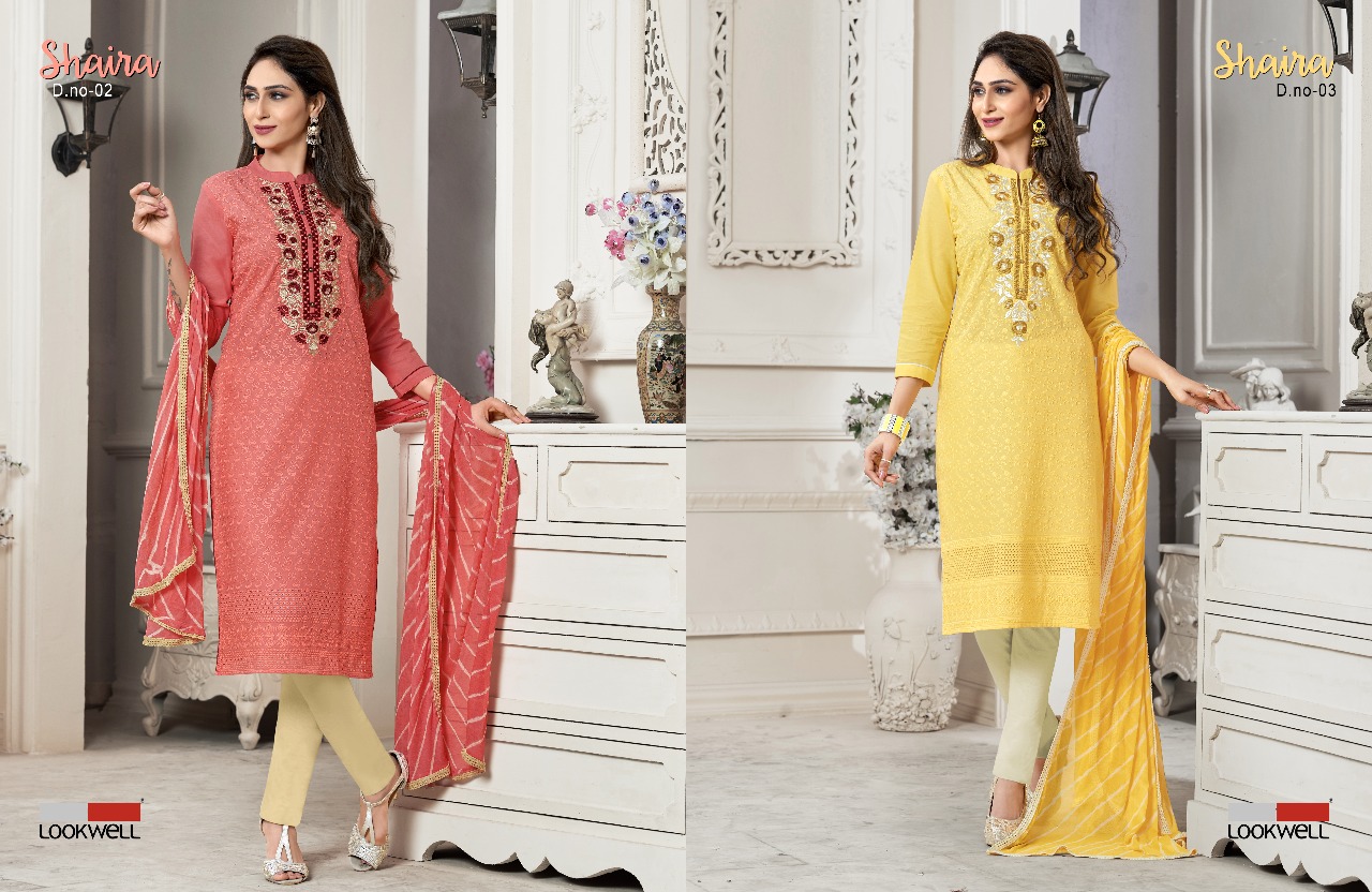 Shaira By Lookwell 01 To 06 Series Beautiful Collection Suits Stylish Fancy Colorful Casual Wear & Ethnic Wear Pure Cotton Embroidered Dresses At Wholesale Price