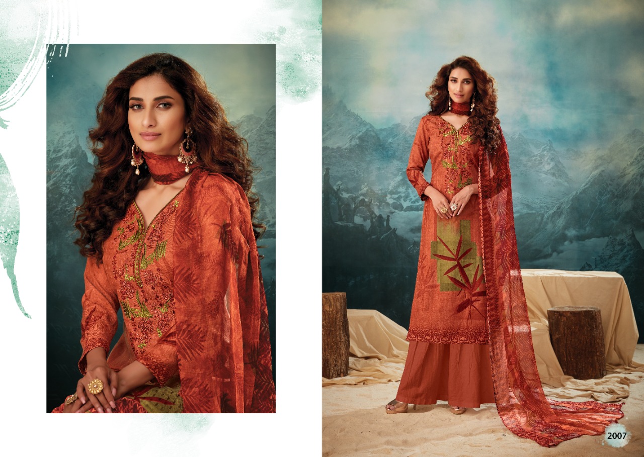 Shalimar By Sumyra 2001 To 2010 Series Beautiful Stylish Fancy Colorful Casual & Party Wear & Ethnic Wear Pure Pashmina Digital Printed With Embroidery Dresses At Wholesale Price