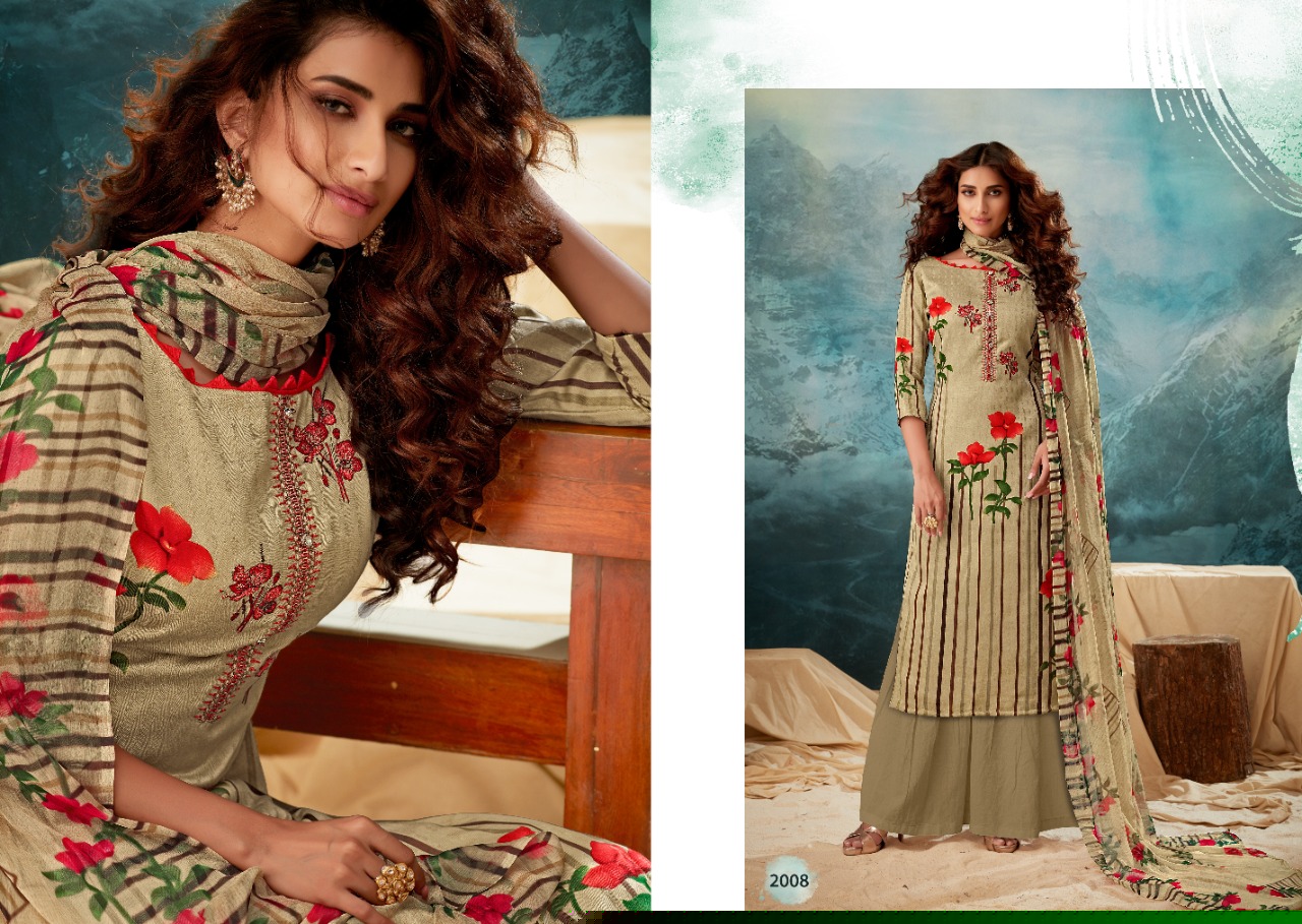Shalimar By Sumyra 2001 To 2010 Series Beautiful Stylish Fancy Colorful Casual & Party Wear & Ethnic Wear Pure Pashmina Digital Printed With Embroidery Dresses At Wholesale Price