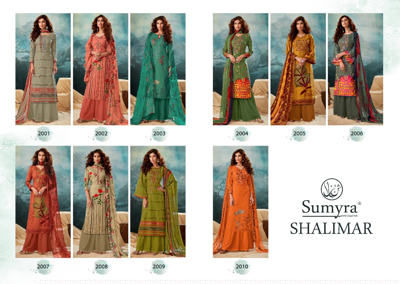 Shalimar By Sumyra 2001 To 2010 Series Beautiful Stylish Fancy Colorful Casual & Party Wear & Ethnic Wear Pure Pashmina Digital Printed With Embroidery Dresses At Wholesale Price