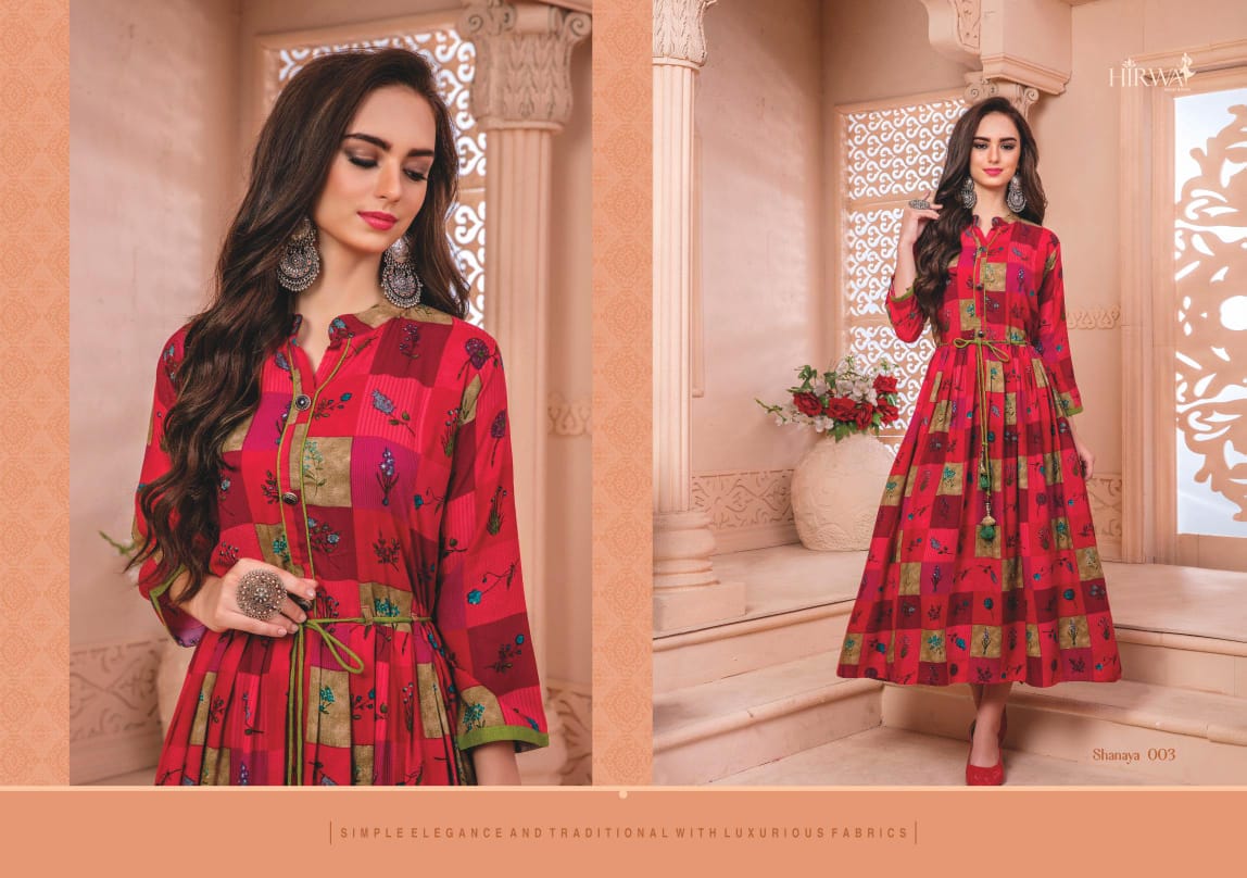 Shanaya Vol-5 By Hirwa 001 To 008 Series Indian Traditional Wear Collection Beautiful Stylish Fancy Colorful Party Wear & Occasional Wear Pure Rayon Printed Kurtis At Wholesale Price