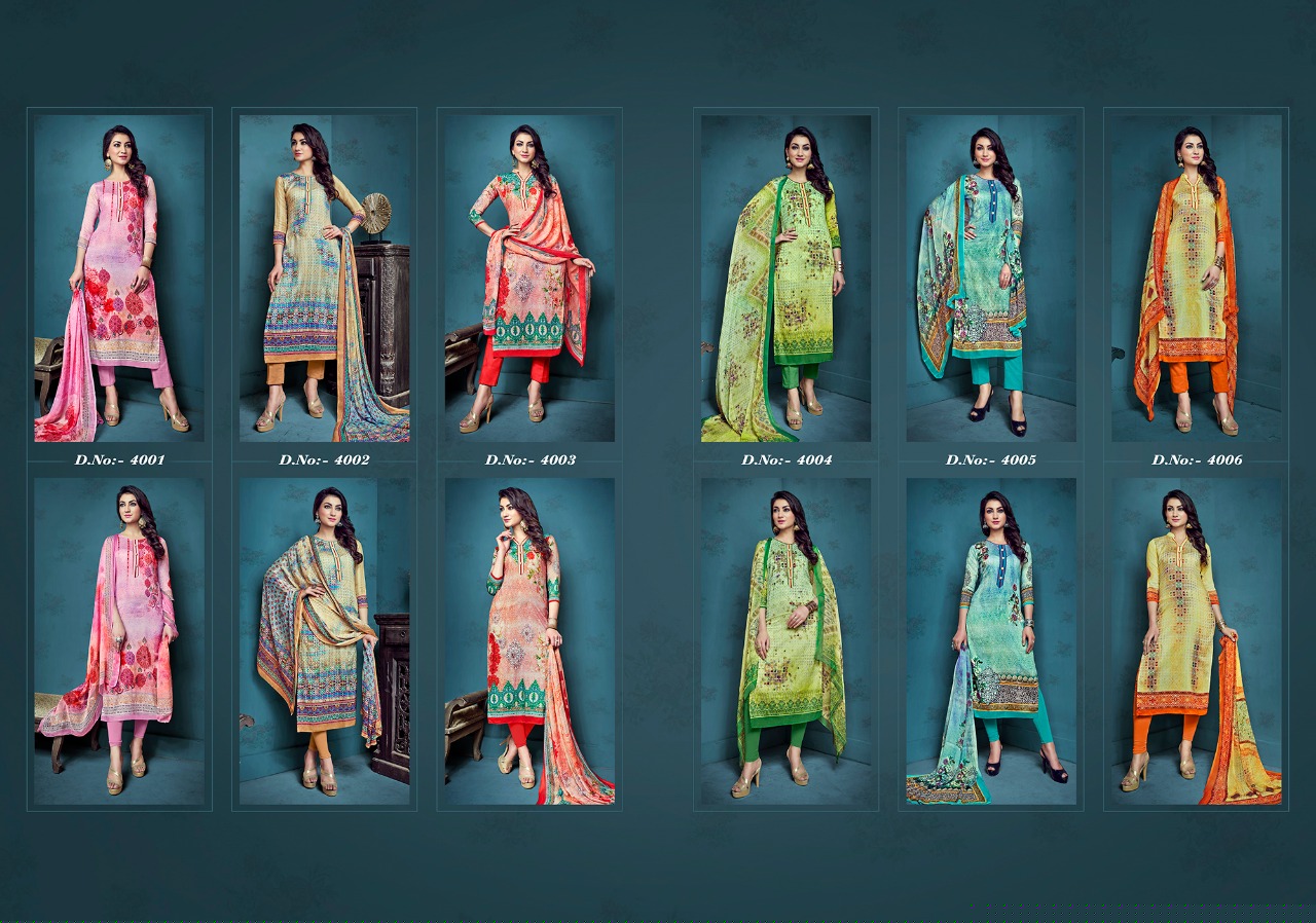 Shanaya By Zaira 4001 To 4006 Series Beautiful Suits Collection Beautiful Stylish Fancy Colorful Casual Wear & Ethnic Wear Cotton Satin Dresses At Wholesale Price