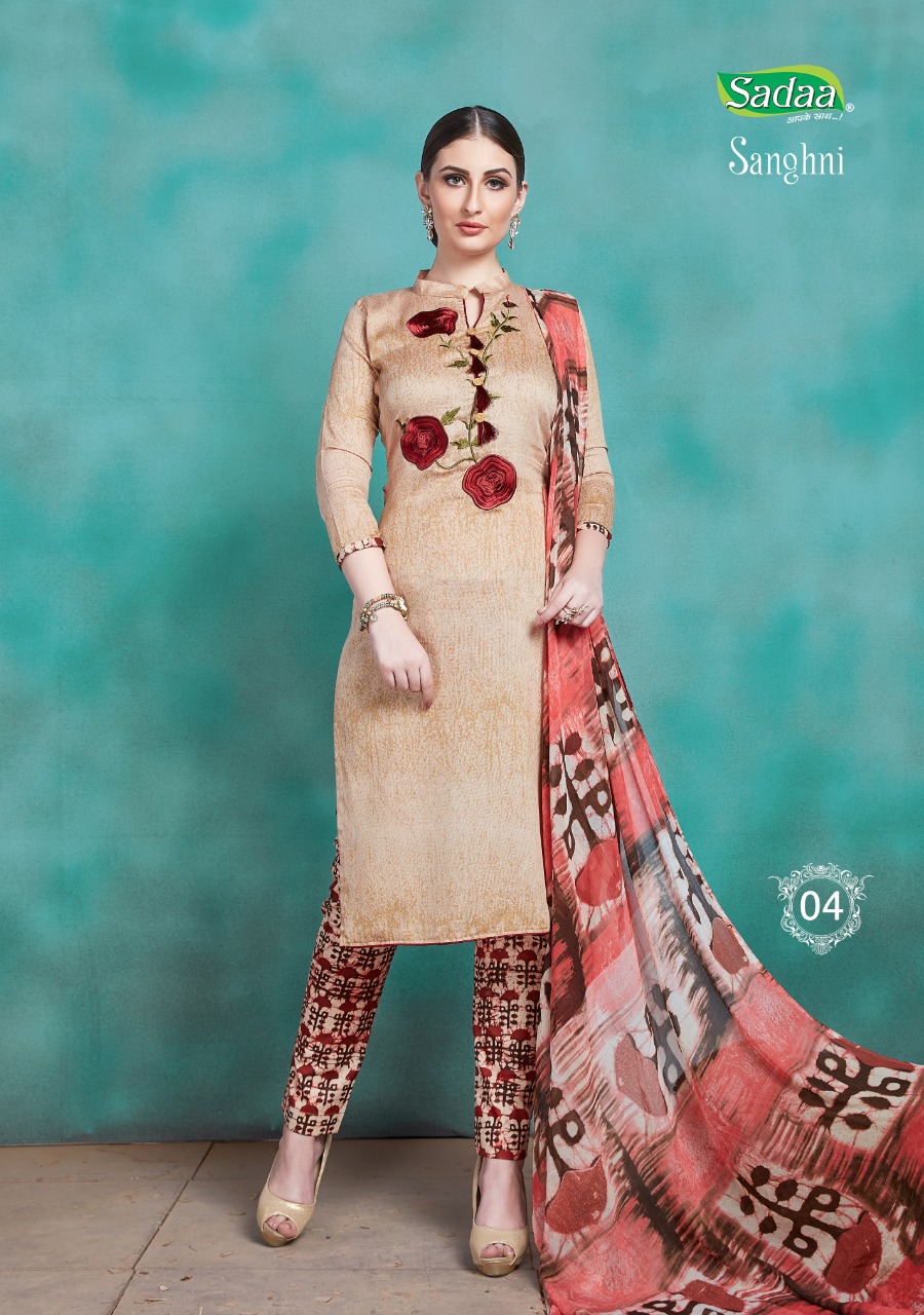 Sanghni By Sadaa 01 To 08 Series Indian Traditional Wear Collection Beautiful Stylish Fancy Colorful Party Wear & Occasional Wear Glace Printed With Embroidery Dress At Wholesale Price