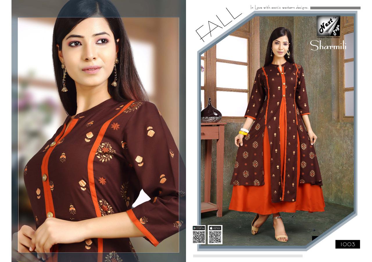 Sharmili By Next Page 1001 To 1008 Series Designer Beautiful Stylish Colorful Fancy Ready To Wear & Casual Wear & Ethnic Wear Heavy Rayon And Cotton Kurtis At Wholesale Price