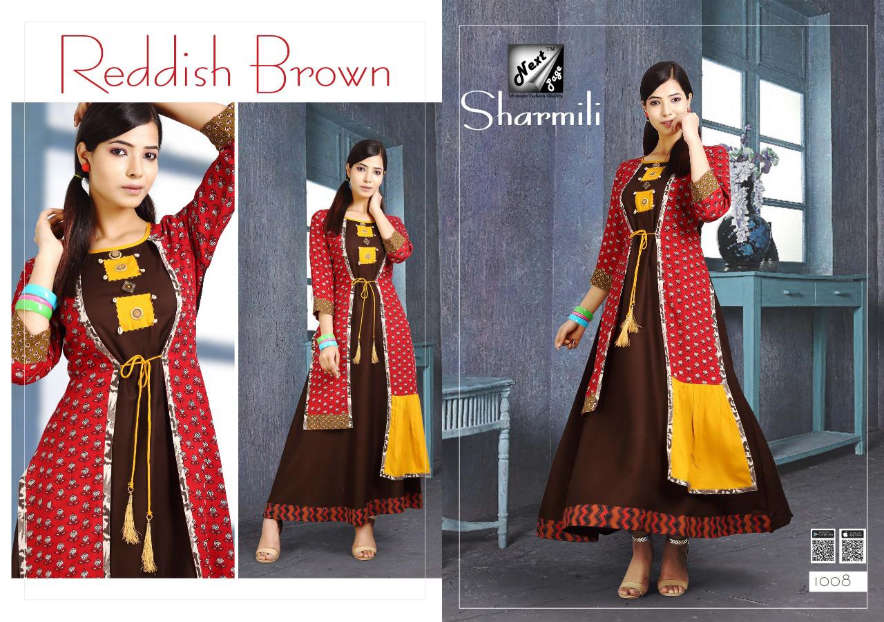 Sharmili By Next Page 1001 To 1008 Series Designer Beautiful Stylish Colorful Fancy Ready To Wear & Casual Wear & Ethnic Wear Heavy Rayon And Cotton Kurtis At Wholesale Price
